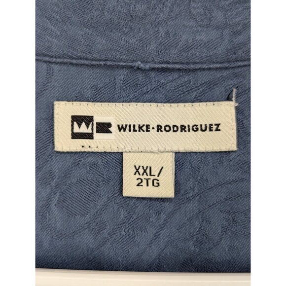 Wilke Rodriguez Paisley Silk Shirt Mens XXL Button Up Beach Travel Vacation Blue - Picture 11 of 12